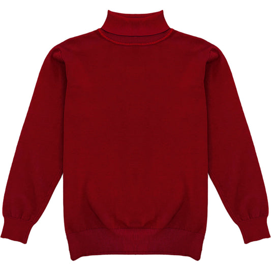 Dark Red Mens Long Sleeve Knit Turtleneck Sweater