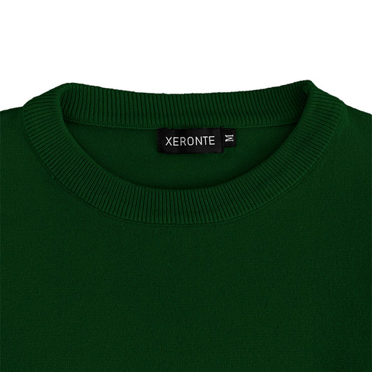 Xeronte Forest Green Mens Knit Classic Crewneck Sweater