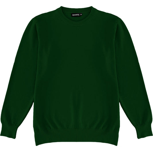 Forest Green Mens Knit Classic Crewneck Sweater