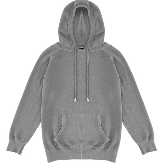 Heather Grey Mens Knit Pullover Hoodie Sweater