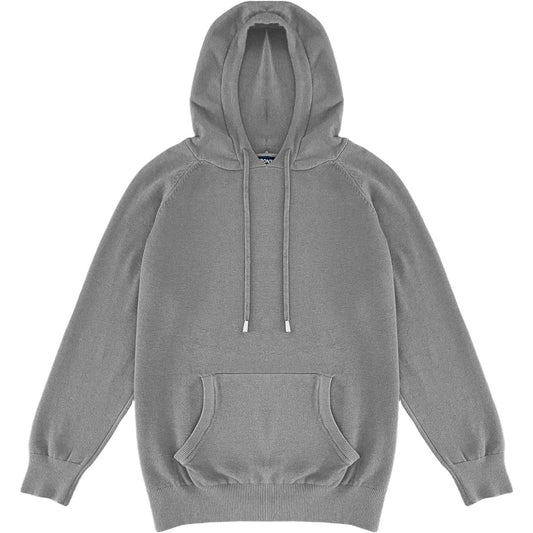 Heather Grey Mens Knit Pullover Hoodie Sweater