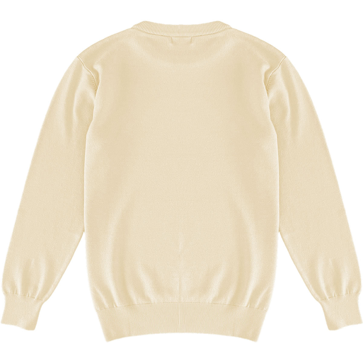 Ivory Cream Mens Knit Classic Crewneck Sweater Back