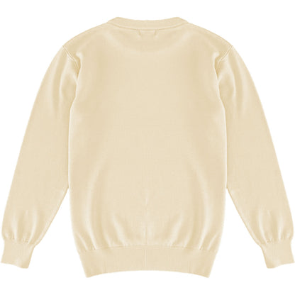 Ivory Cream Mens Knit Classic Crewneck Sweater Back