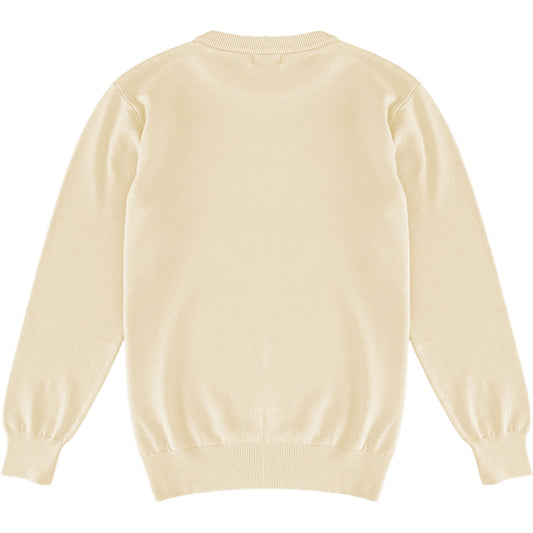 Ivory Cream Mens Knit Classic Crewneck Sweater Back