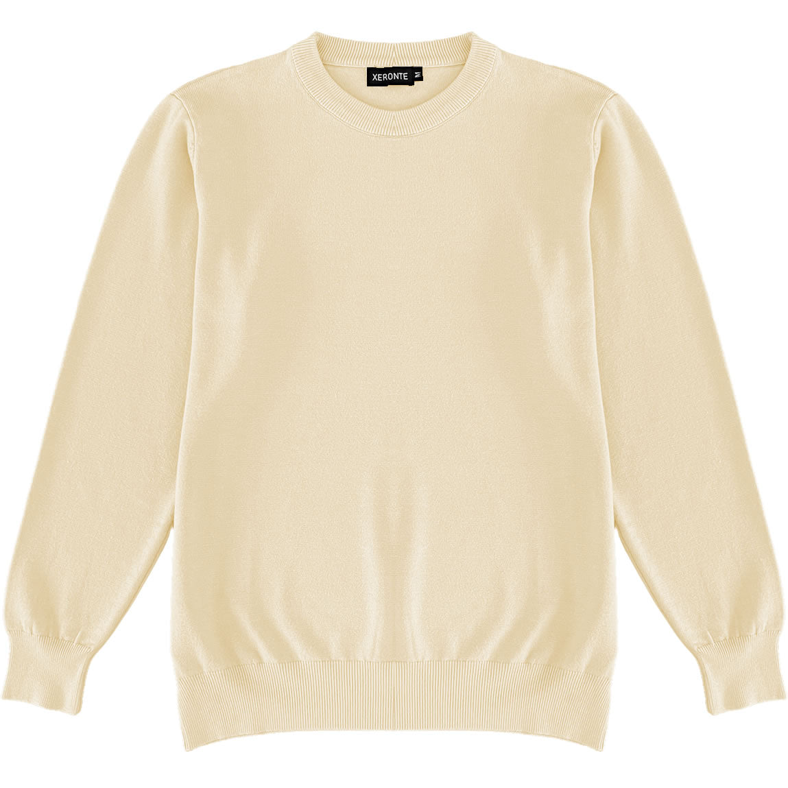 Ivory Cream Mens Knit Classic Crewneck Sweater