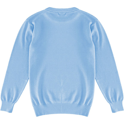 Light Baby Blue Mens Knit Classic Crewneck Sweater Back