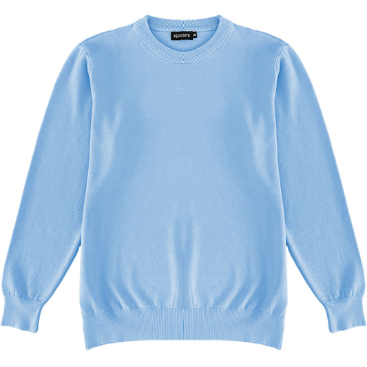 Light Baby Blue Mens Knit Classic Crewneck Sweater