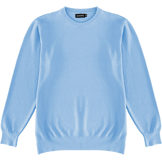 Light Baby Blue Mens Knit Classic Crewneck Sweater