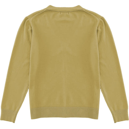 Light Camel Brown Mens V-Neck Button Down Cardigan Sweater Back