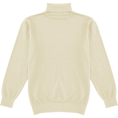 Light Cream Mens Long Sleeve Knit Turtleneck Sweater