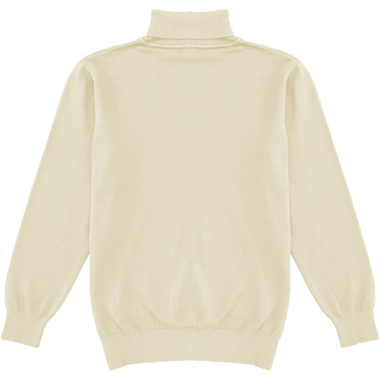 Light Cream Mens Long Sleeve Knit Turtleneck Sweater