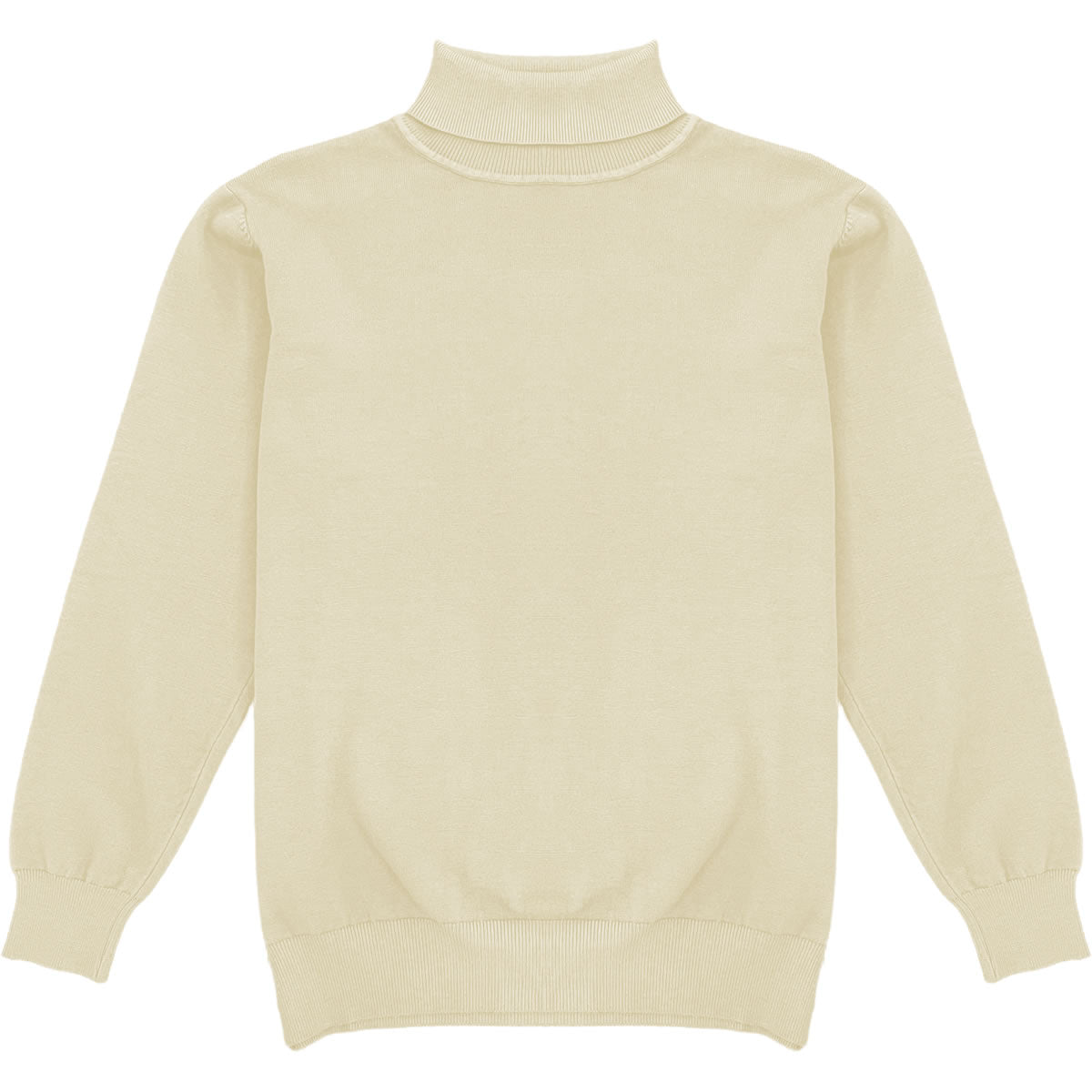 Light Cream Mens Long Sleeve Knit Turtleneck Sweater