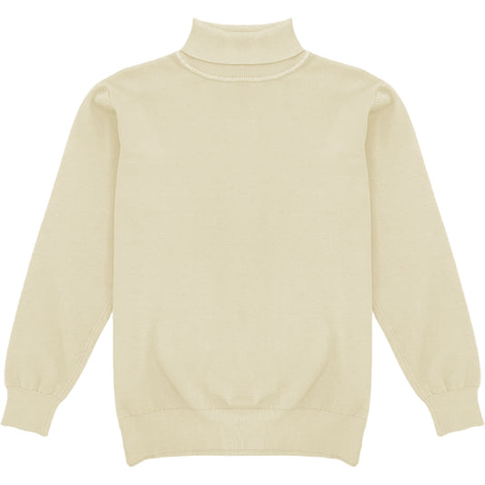 Light Cream Mens Long Sleeve Knit Turtleneck Sweater