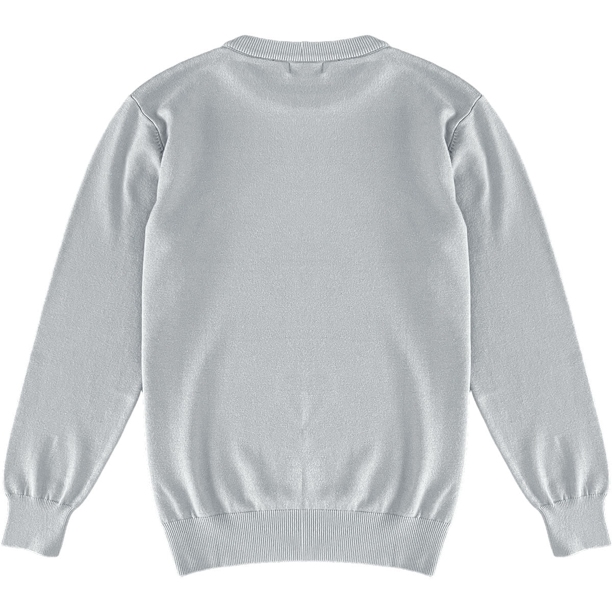 Light Grey Mens Knit Classic Crewneck Sweater Back