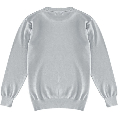 Light Grey Mens Knit Classic Crewneck Sweater Back