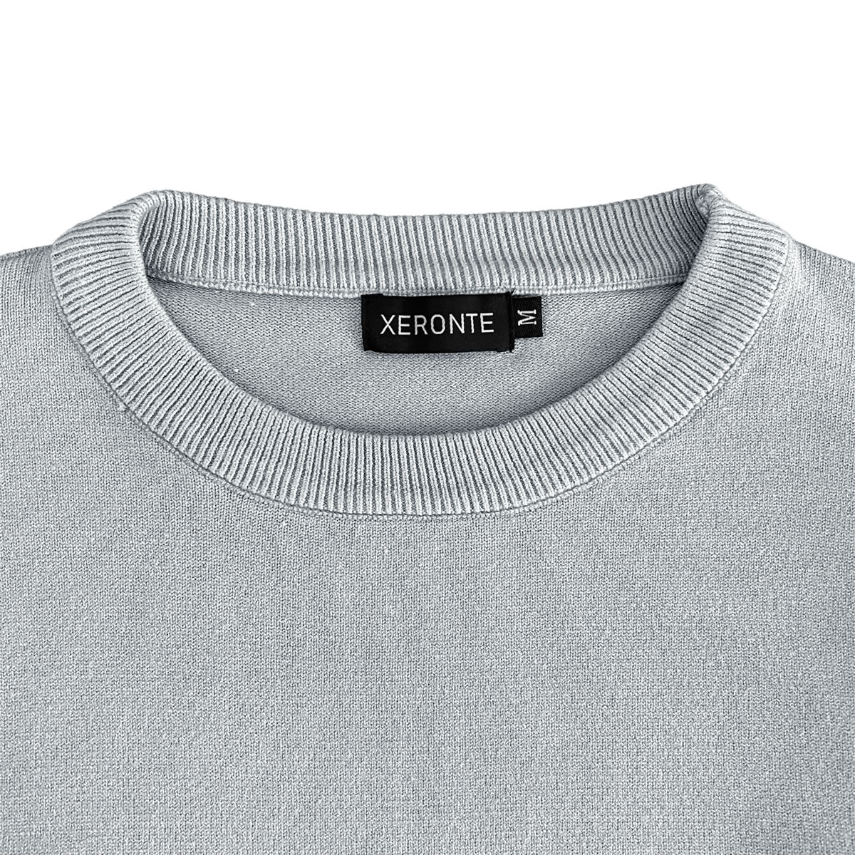 Xeronte Light Grey Mens Knit Classic Crewneck Sweater