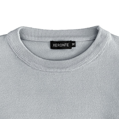 Xeronte Light Grey Mens Knit Classic Crewneck Sweater
