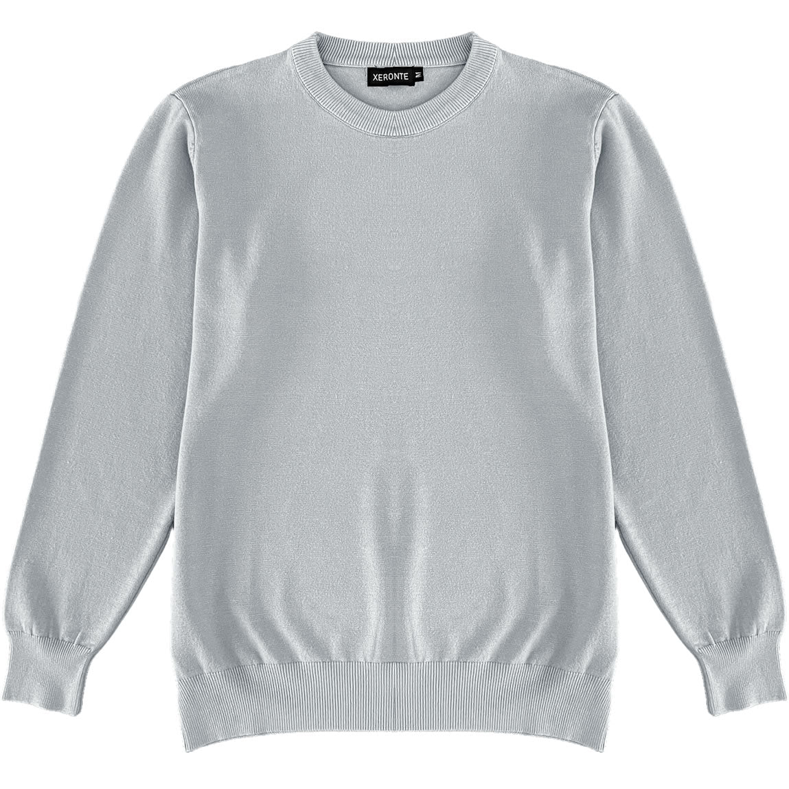 Light Grey Mens Knit Classic Crewneck Sweater