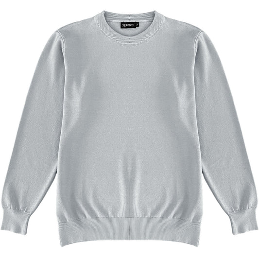 Light Grey Mens Knit Classic Crewneck Sweater