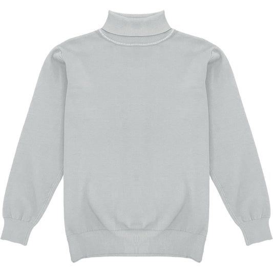 Light Grey Mens Long Sleeve Knit Turtleneck Sweater