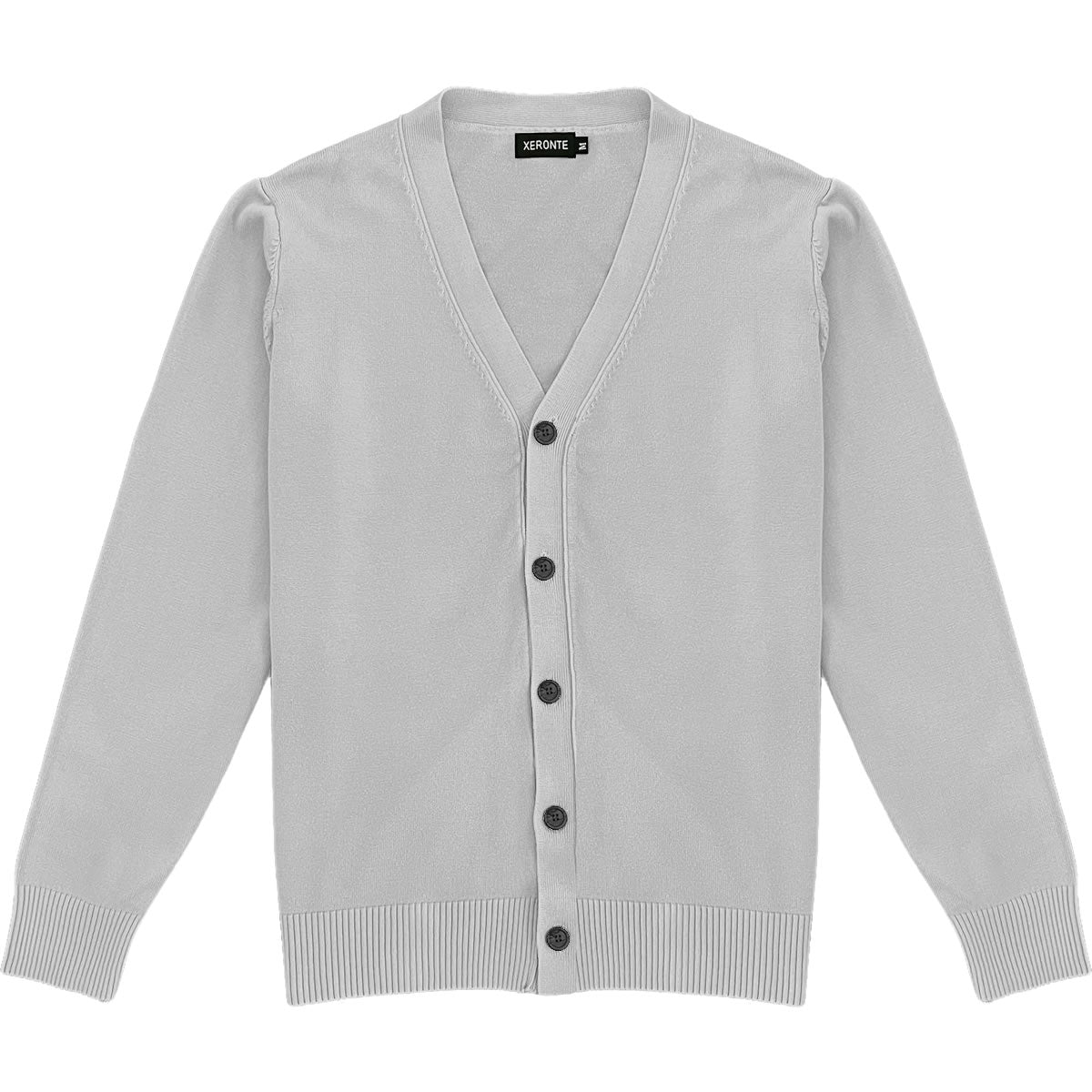 Light Grey Mens V-Neck Button Down Cardigan Sweater