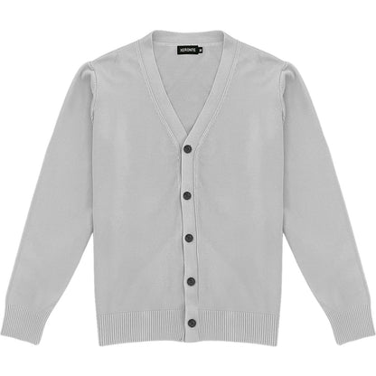 Light Grey Mens V-Neck Button Down Cardigan Sweater
