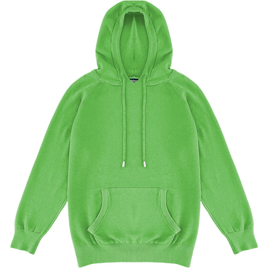 Light Lime Green Mens Knit Pullover Hoodie Sweater