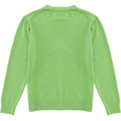 Light Lime Green Mens V-Neck Button Down Cardigan Sweater Back