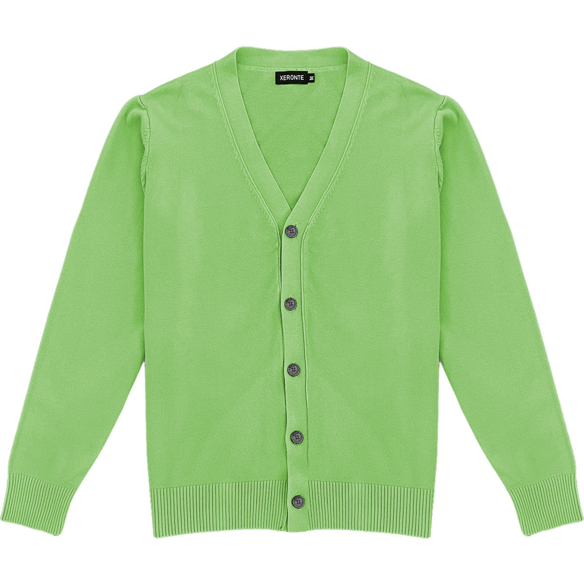 Light Lime Green Mens V-Neck Button Down Cardigan Sweater