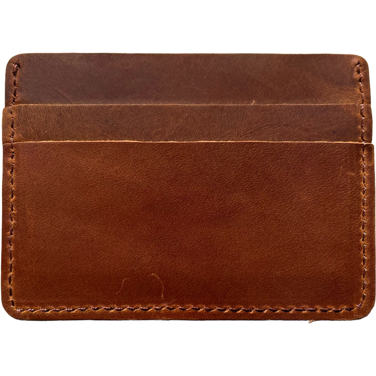 Slim Brown Leather Credit Card Holder Wallet Back