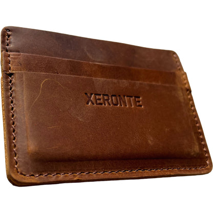 Slim Brown Leather Credit Card Holder Wallet Xeronte