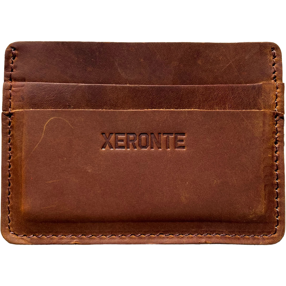 Slim Brown Leather Credit Card Holder Wallet