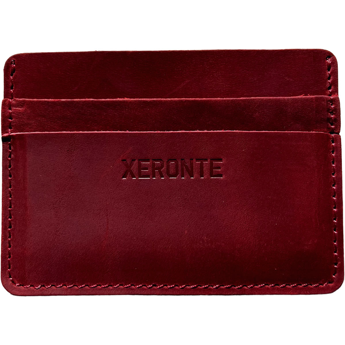 Slim Dark Red Leather Credit Card Holder Wallet