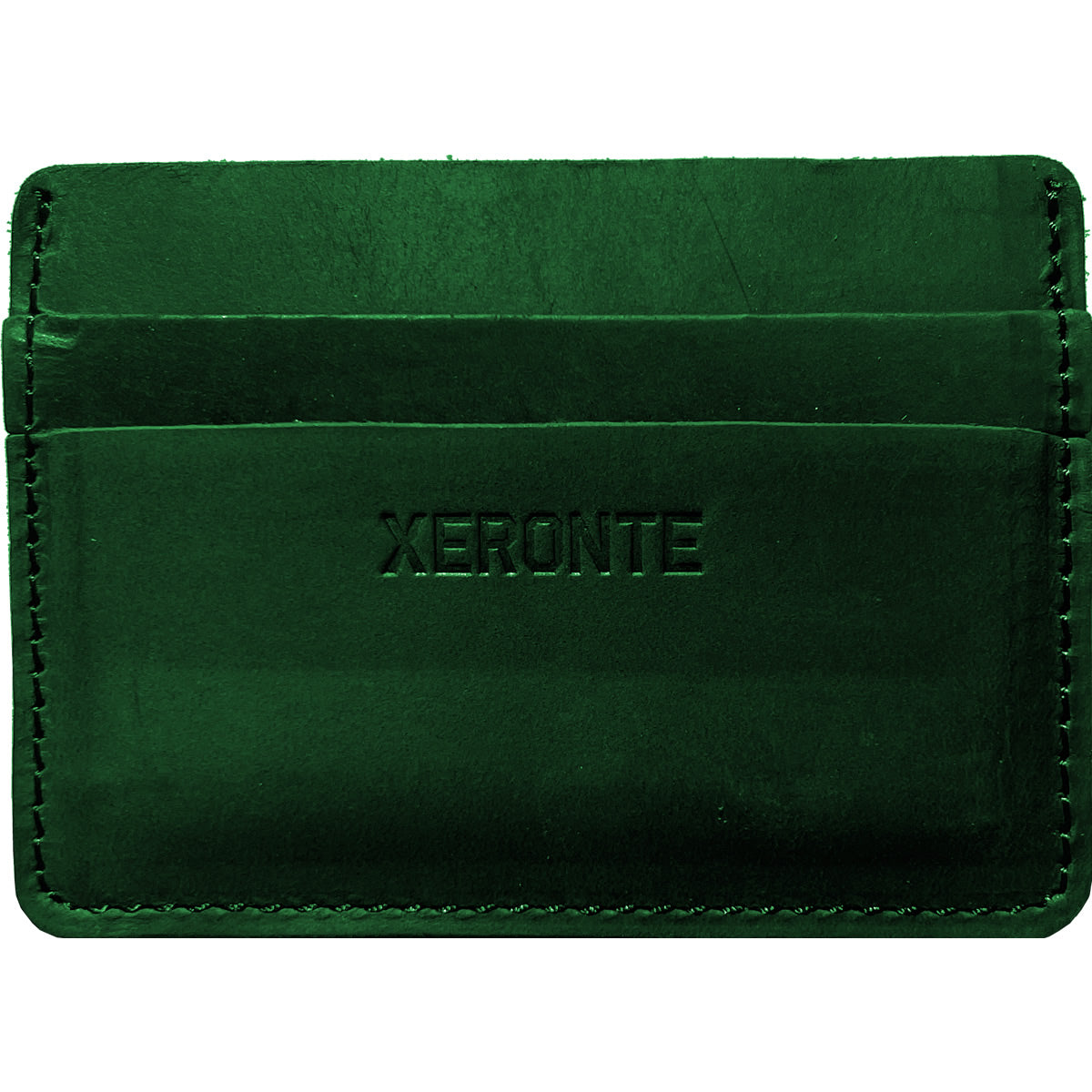 Slim Green Leather Credit Card Holder Wallet