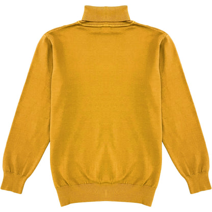 Mustard Yellow Mens Long Sleeve Knit Turtleneck Sweater