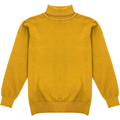 Mustard Yellow Mens Long Sleeve Knit Turtleneck Sweater