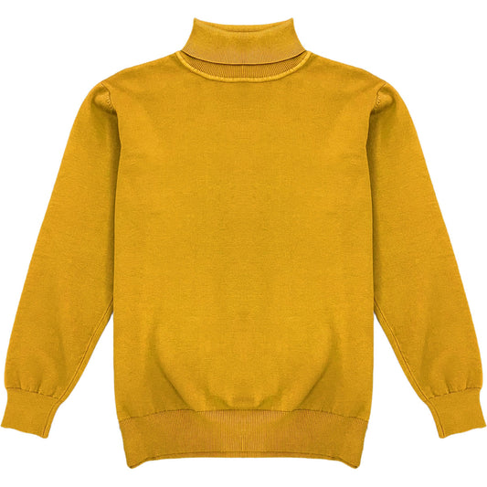 Mustard Yellow Mens Long Sleeve Knit Turtleneck Sweater