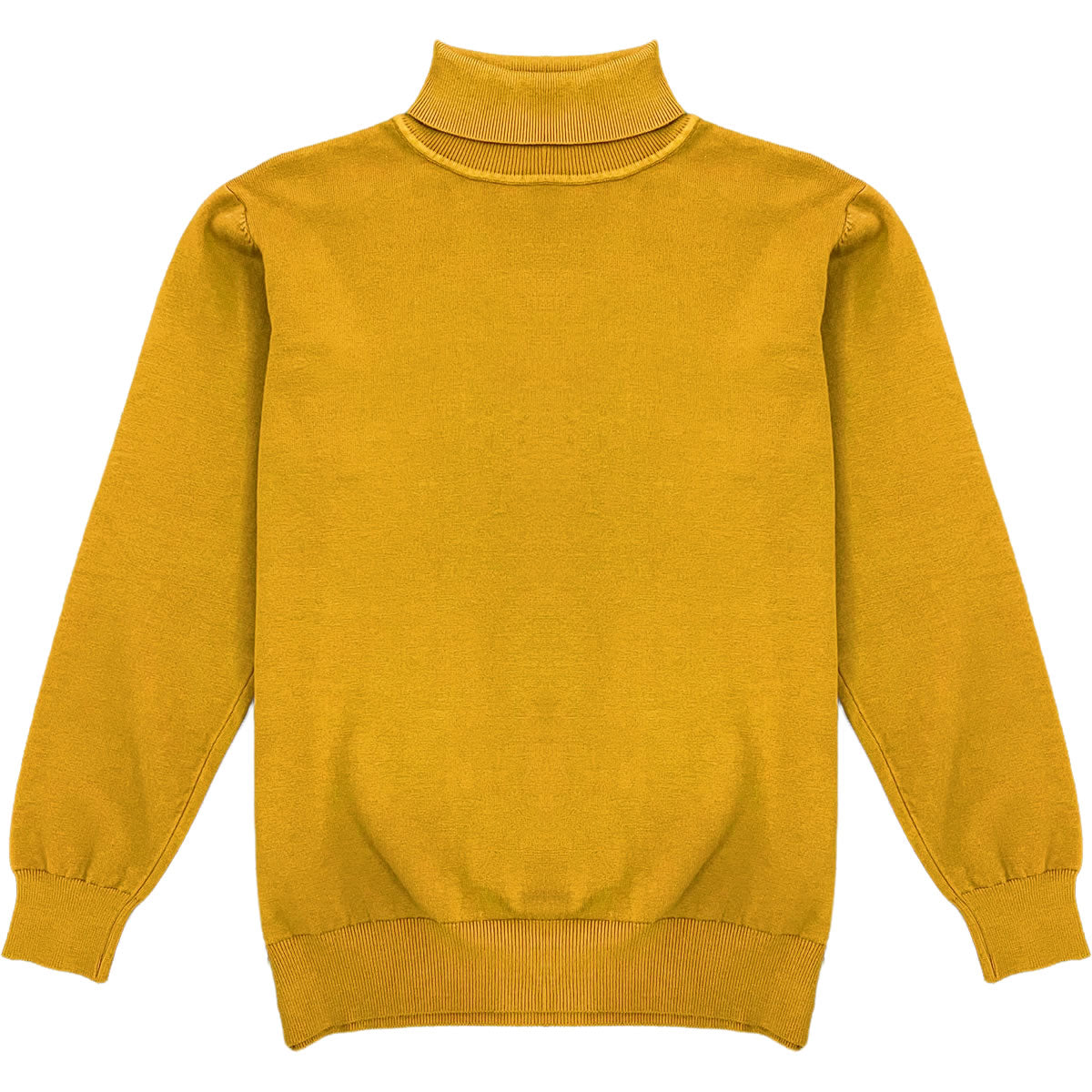 Mustard Yellow Mens Long Sleeve Knit Turtleneck Sweater