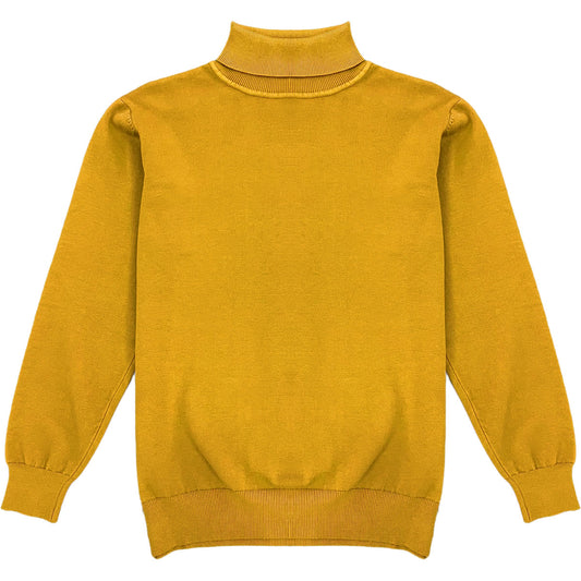 Mustard Yellow Mens Long Sleeve Knit Turtleneck Sweater