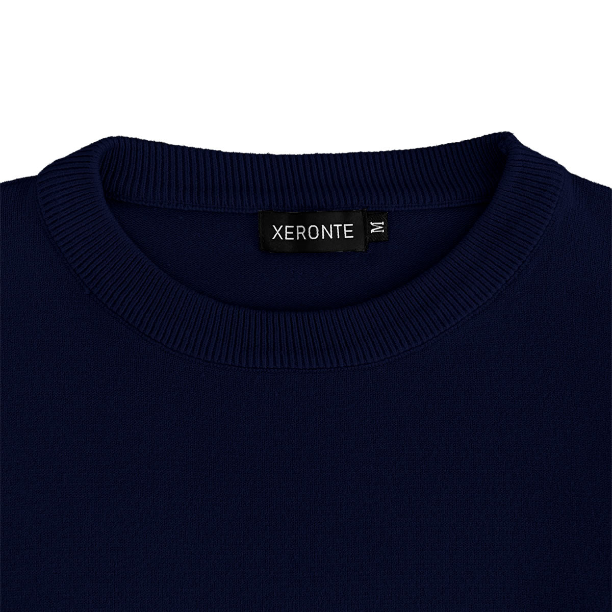 Xeronte Navy Blue Mens Knit Classic Crewneck Sweater