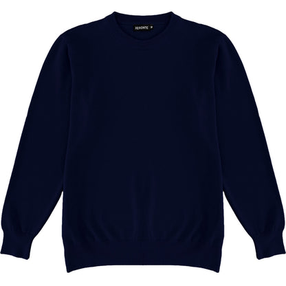 Navy Blue Mens Knit Classic Crewneck Sweater