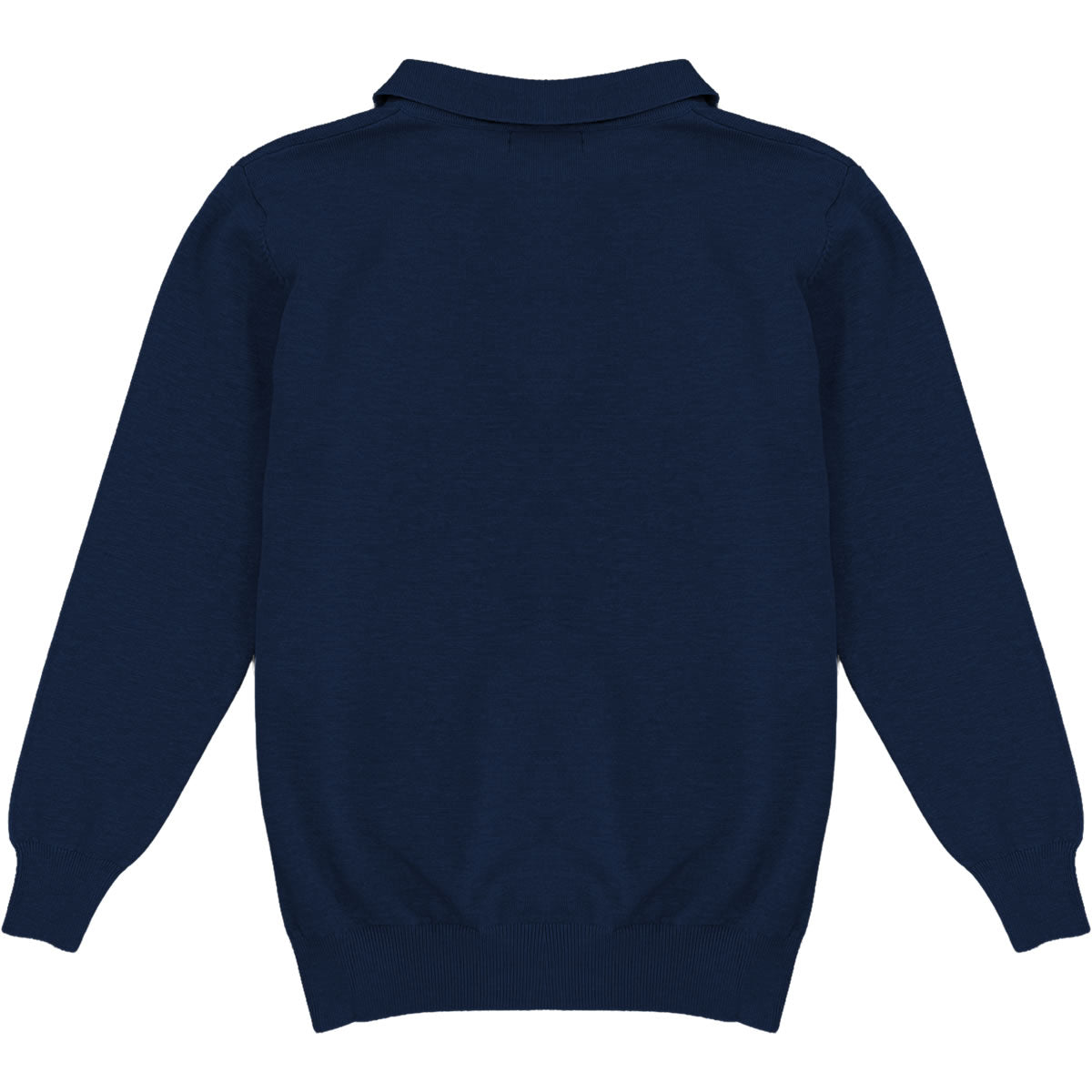 Navy Blue Mens Knit Long Sleeve Sweater Polo Shirt Back