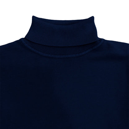 Navy Blue Mens Long Sleeve Knit Turtleneck Sweater Xeronte