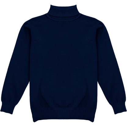 Navy Blue Mens Long Sleeve Knit Turtleneck Sweater