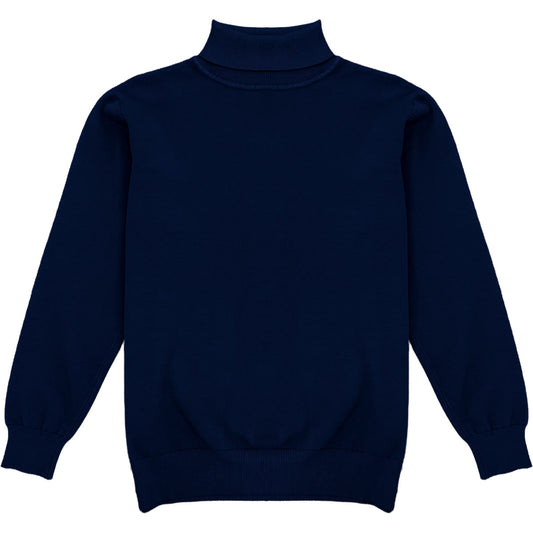 Navy Blue Mens Long Sleeve Knit Turtleneck Sweater