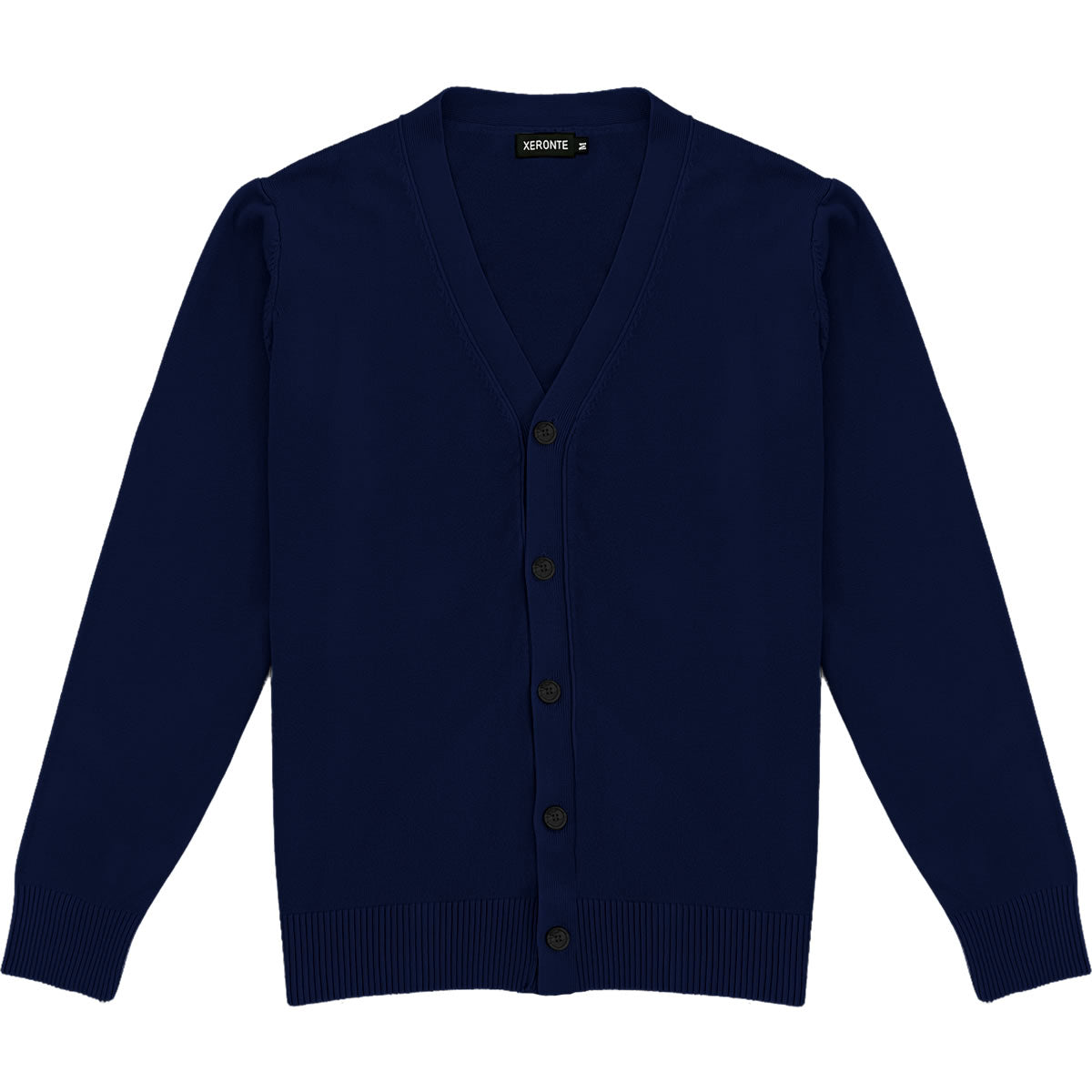 Navy Blue Mens V-Neck Button Down Cardigan Sweater