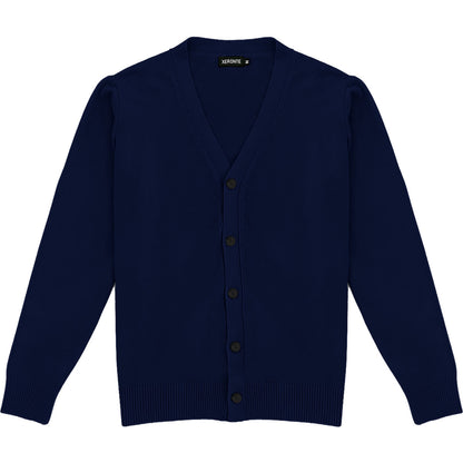 Navy Blue Mens V-Neck Button Down Cardigan Sweater