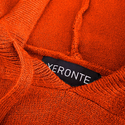 Orange Mens Knit Pullover Hoodie Sweater Xeronte