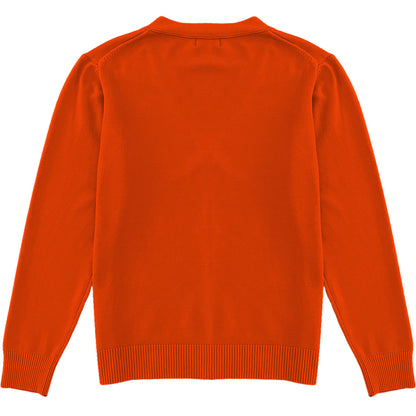 Orange Mens V-Neck Button Down Cardigan Sweater Back