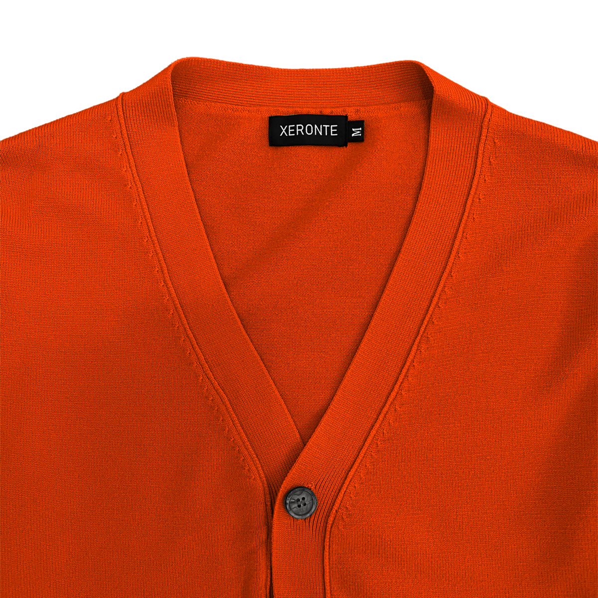 Orange Mens V Neck Button Down Cardigan Sweater xeronte